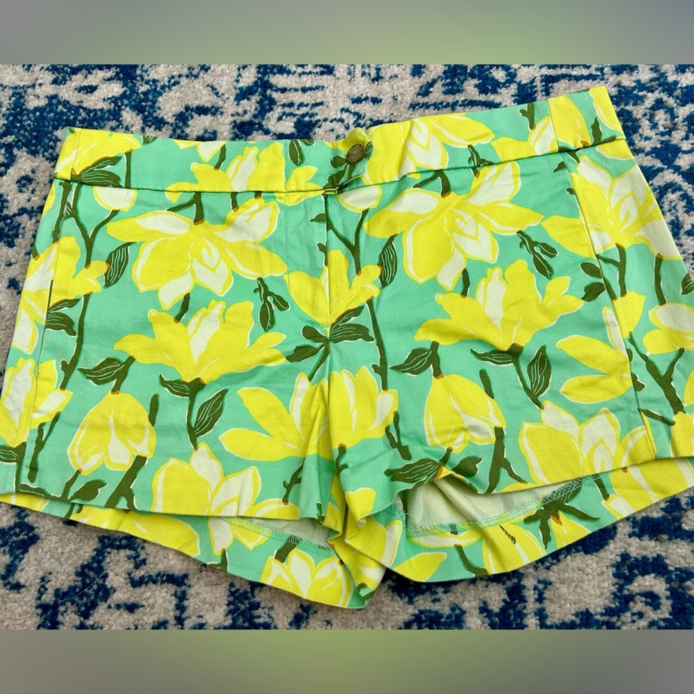 J.Crew Floral Shorts – Size 8 – Green & Yellow – Stretch Cotton
